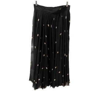 VTG Black Silk Polka Dot Maxi Skirt Women's 6 Whimsical Whimsigoth Witchy